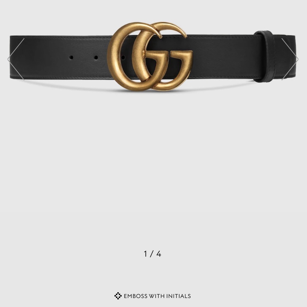 Gucci Black Leather Belt with Gold GG Buckle